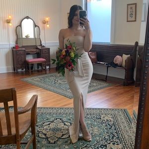 Lulus Own the Night Nude Strapless Dress